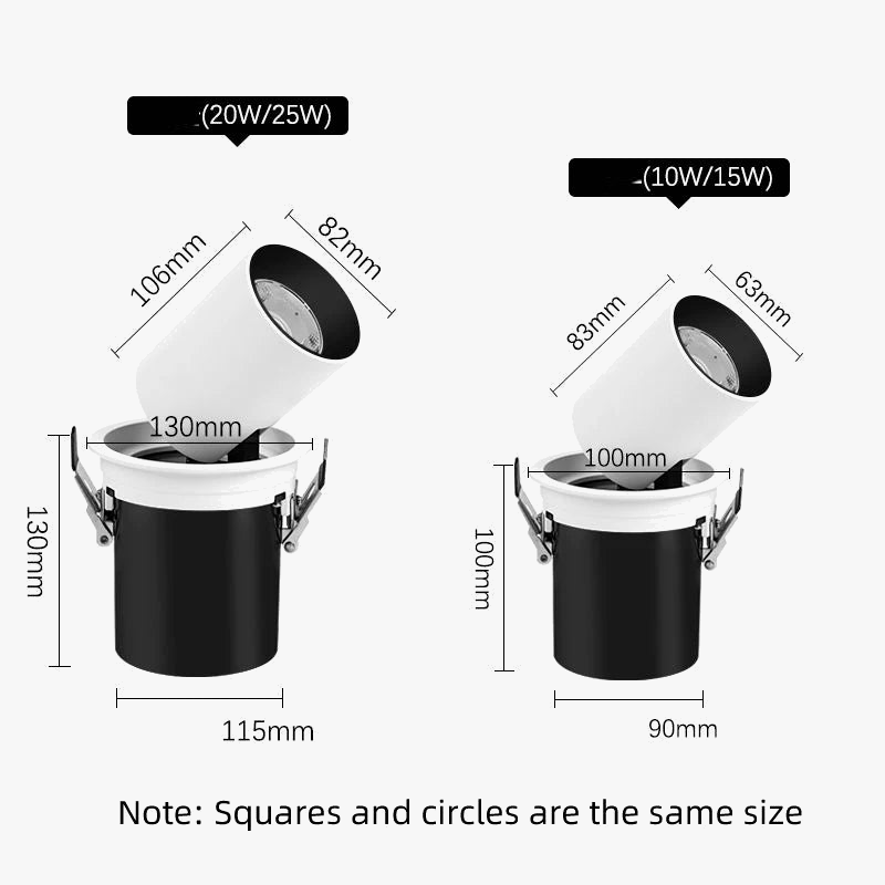 projecteurs led réglables cob spot downlight encastrée plafonnier