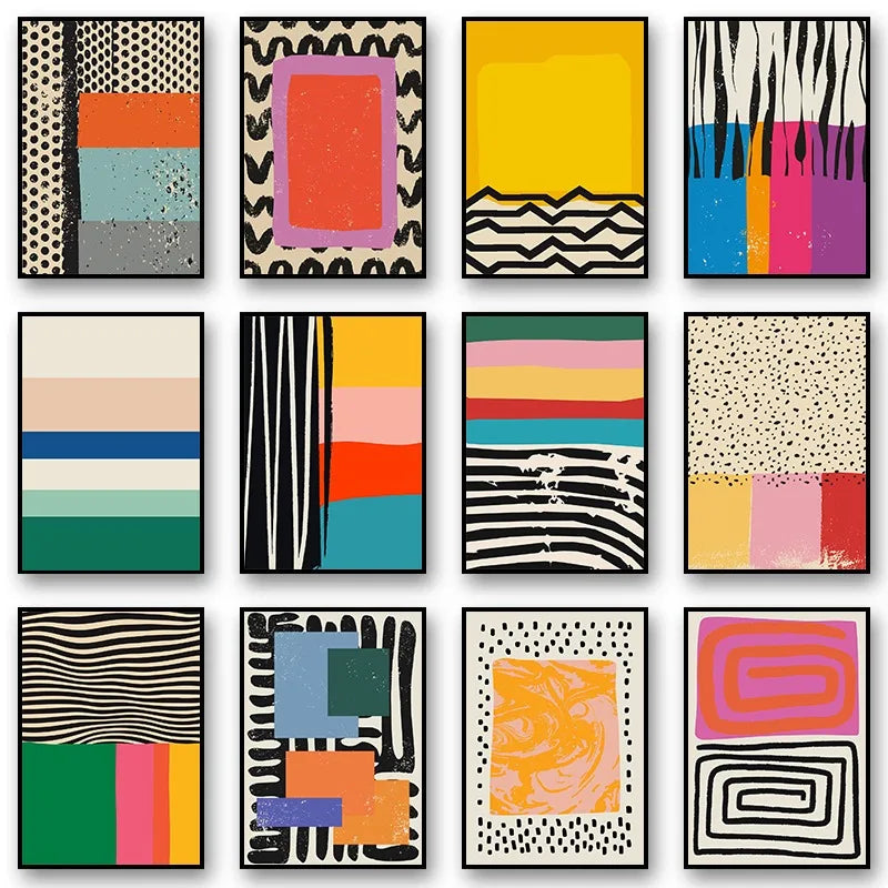 reproduction d'art abstrait coloré sur toile pour décoration intérieure