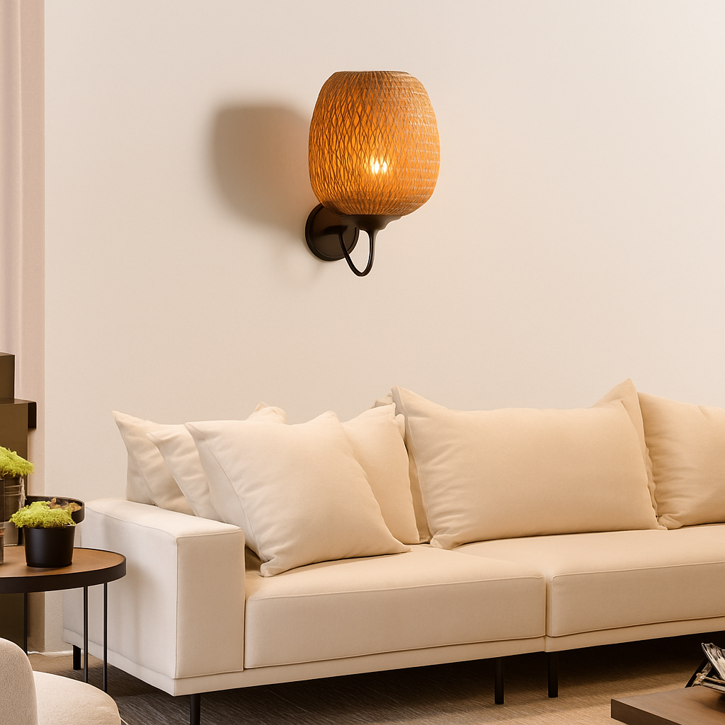 Rotin bambou applique murale luminaire Vintage applique éclairage chevet rétro lampe décor industriel salle à manger chambre