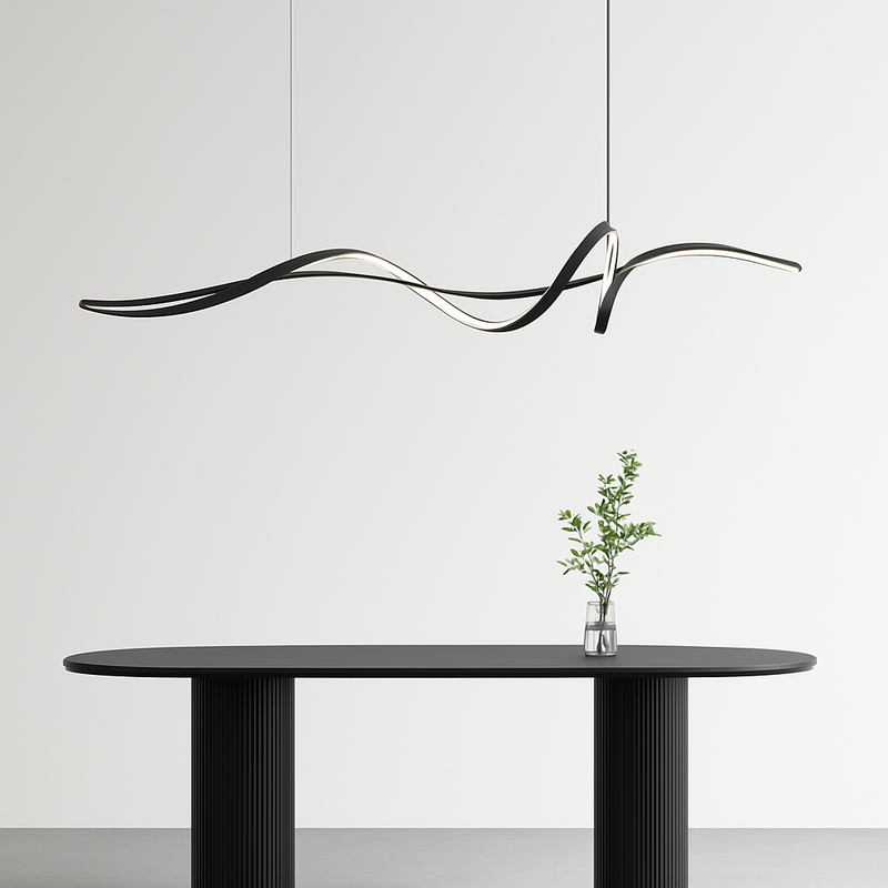 ruban forme Design salle à manger LED lustre en aluminium simplicité salon maison décoration intérieure éclairage de Table