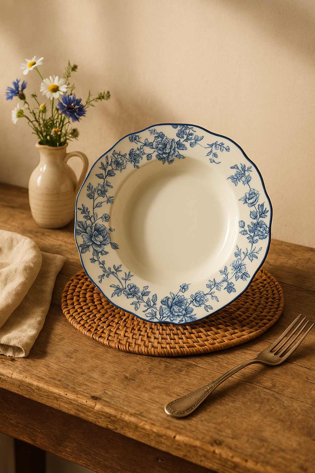 Service assiettes céramique floral style champêtre vintage - vue 3 sur 3