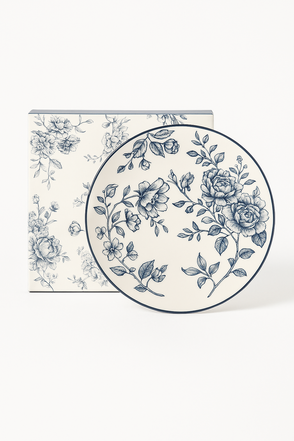 Service dassiettes ceramique motif fleurs style champetre - vue 2 sur 3