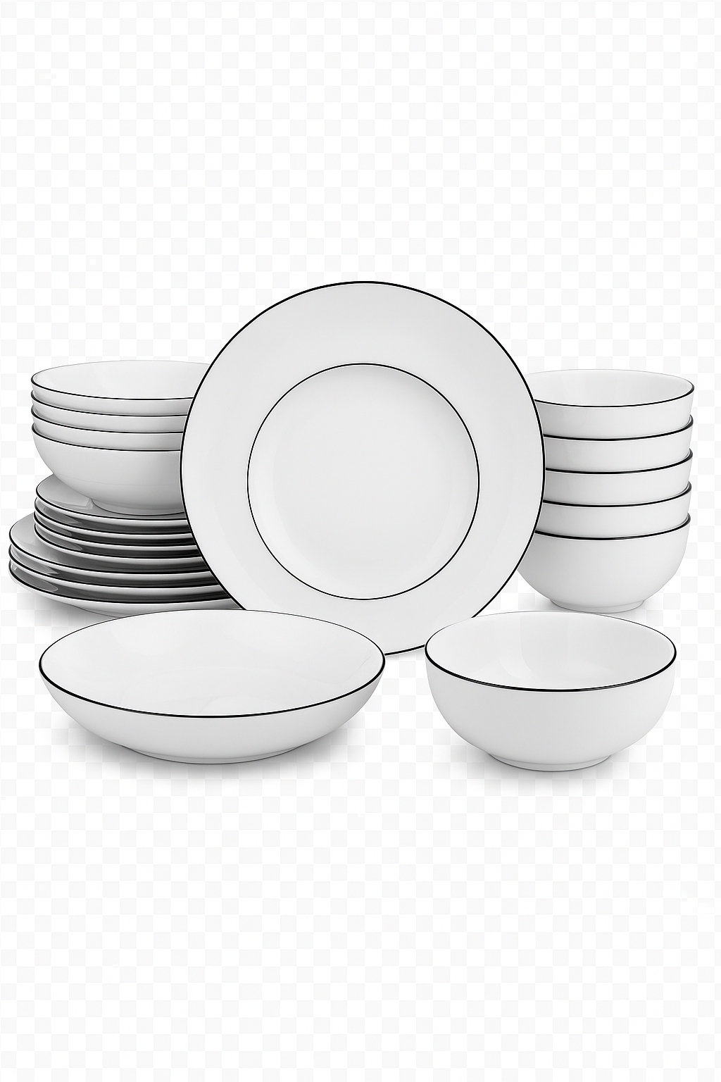 Service de table 24 pieces ceramique bordure elegante