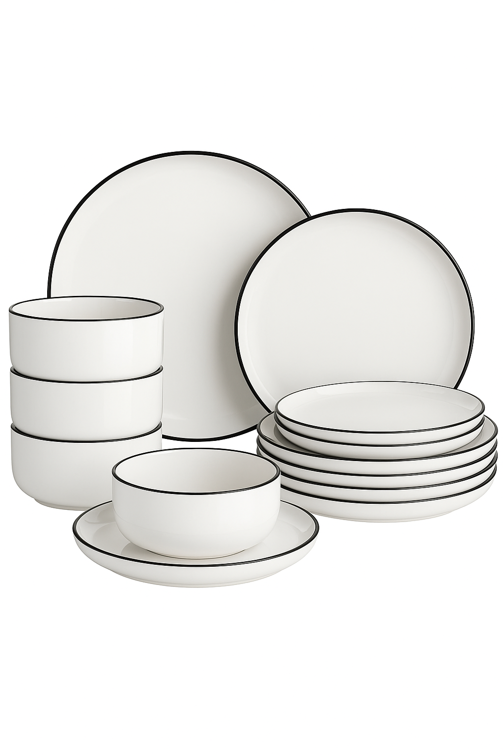 Service de table porcelaine bordure style moderne 4 personnes - vue 3 sur 2