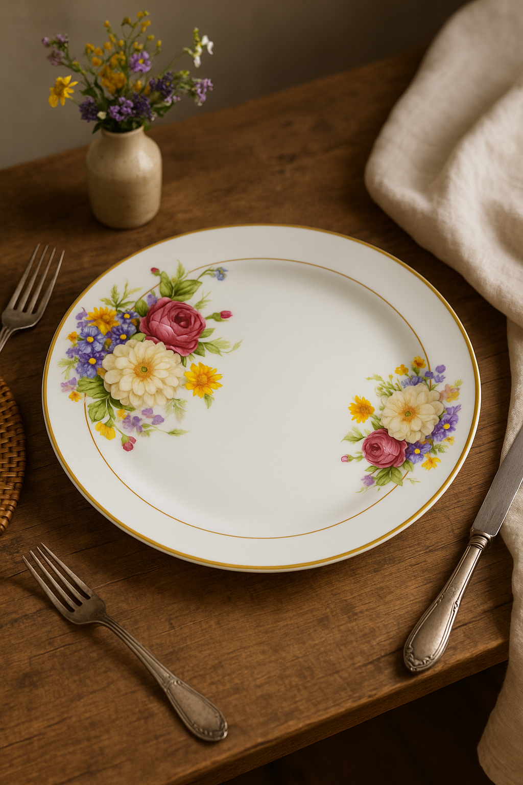 Service de table porcelaine fine florale personnalisable occidental - vue 3 sur 2