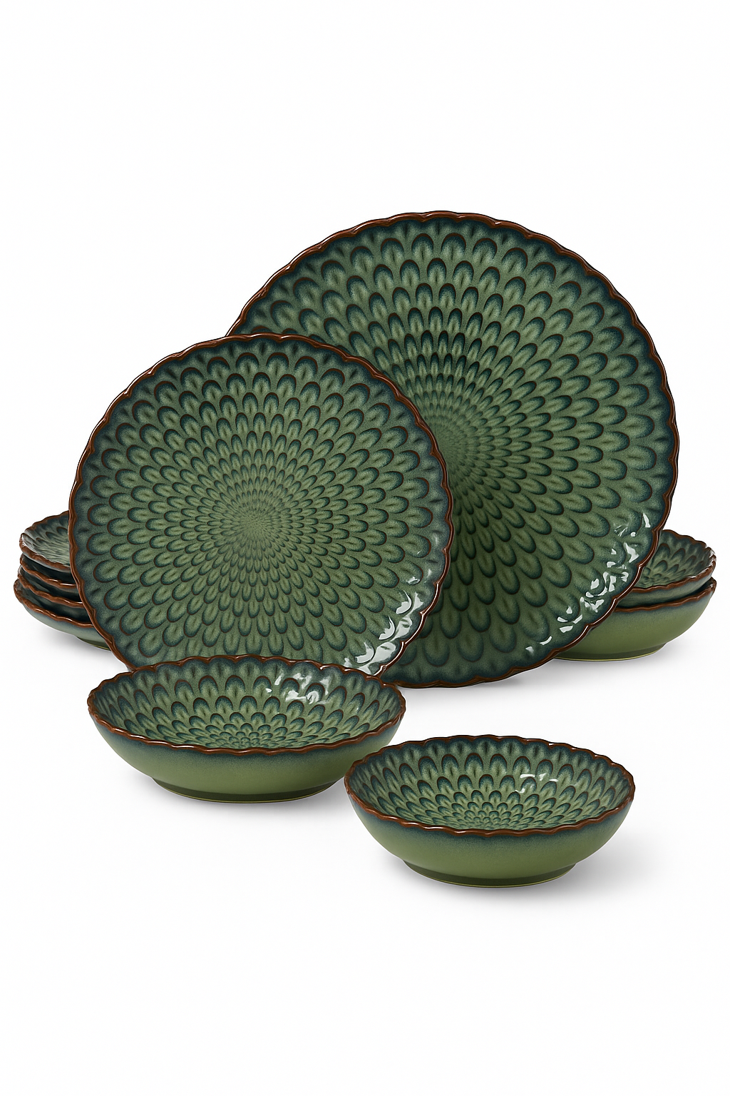 Service table ceramique gres texture style 12 pieces