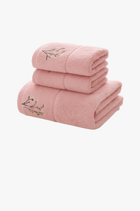 Serviette de bain bambou brodée set absorbant uni