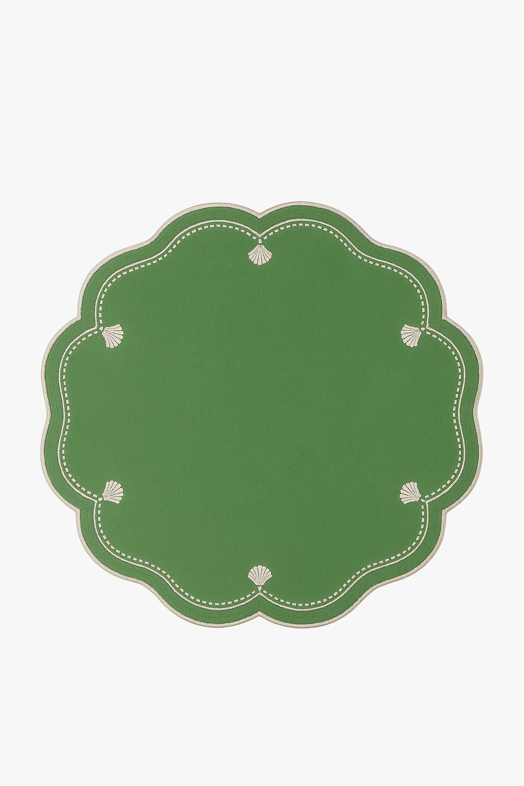 Set de table brodé vintage coton bords ondulés