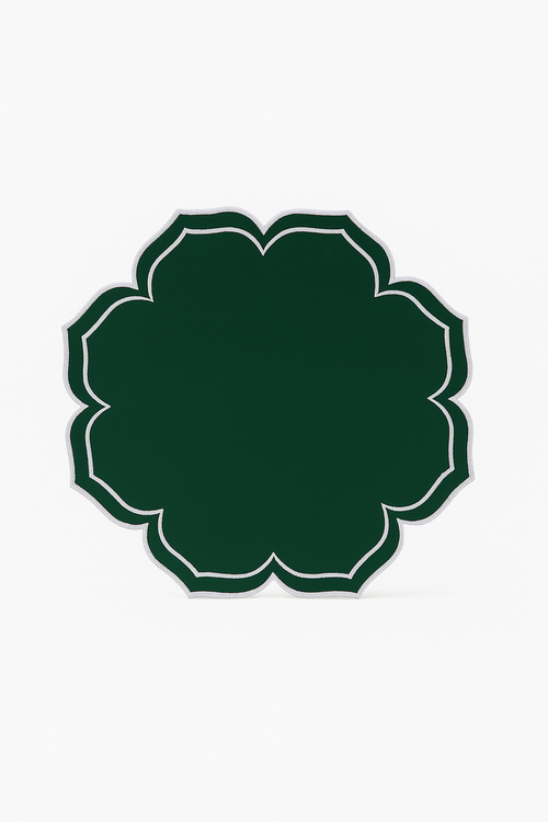 Set de table coton brodé style vintage ondulé