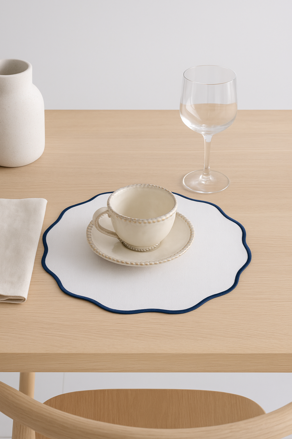 Set de table lin brodé style color block