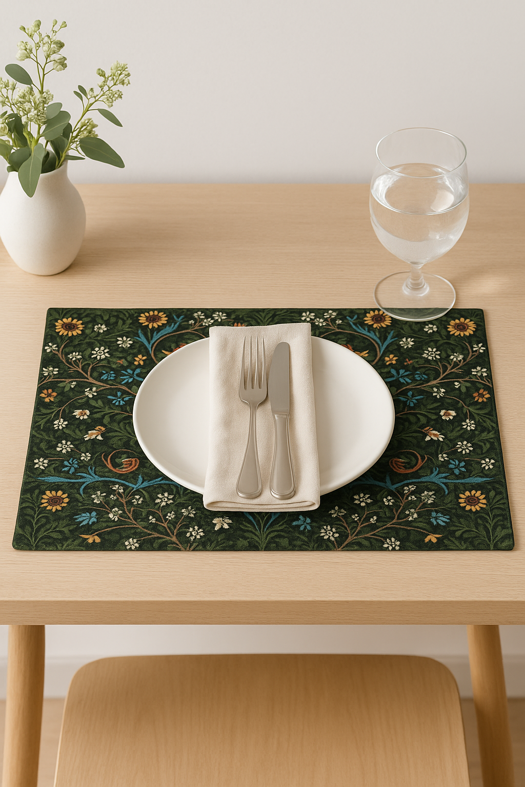 Set de table oiseaux style william morris vintage
