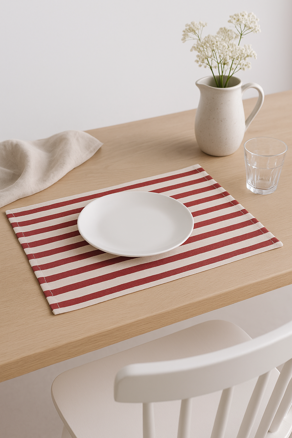 Set de table tissu style prairie rayures carreaux - vue 3 sur 2