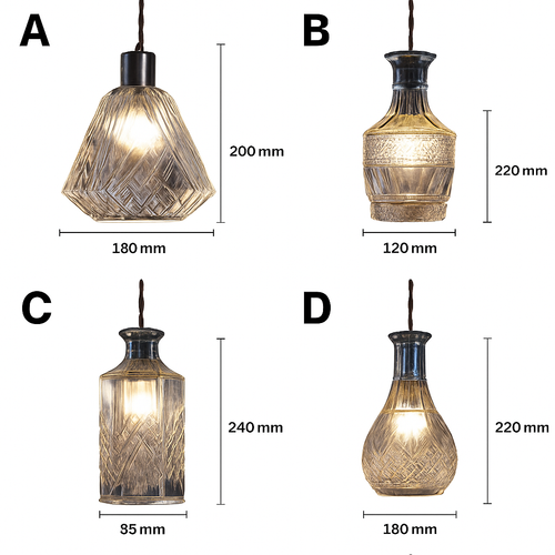 Suspension bouteilles en verre de plusieurs formes Bottle