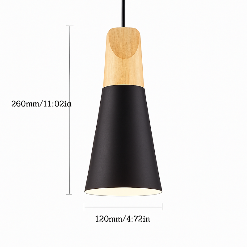 Suspension conique en bois (plusieurs couleurs)