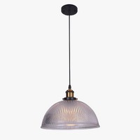 Suspension demi boule en laiton et verre transparent