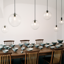 Suspension design boule en verre à LED rose gold ou noire