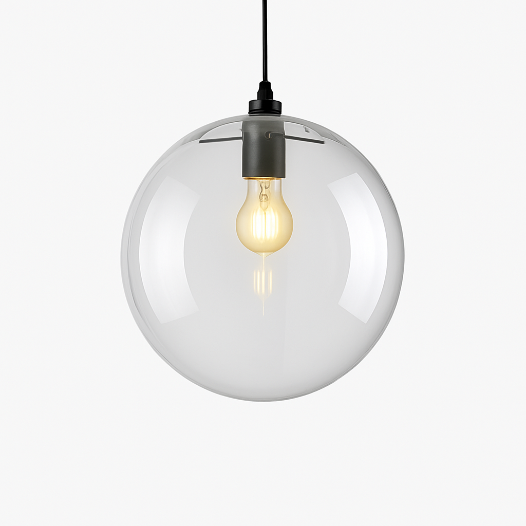 Suspension design boule en verre à LED rose gold ou noire - vue 6 sur 6