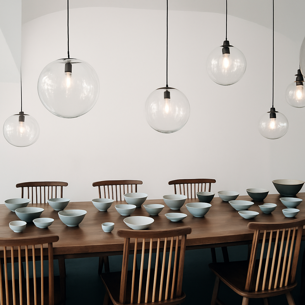 Suspension design boule en verre (noir ou rose gold) - vue 4 sur 5