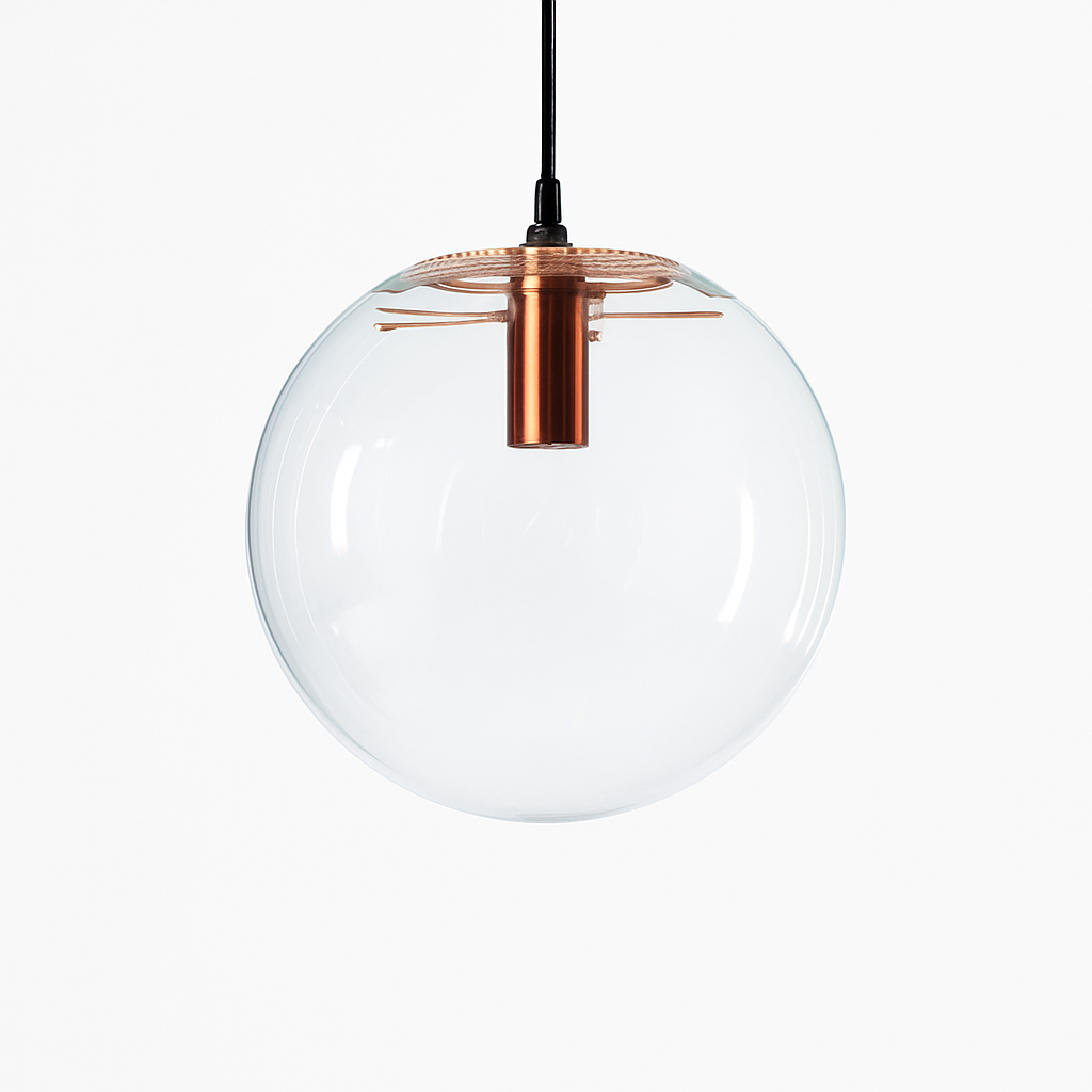 Suspension design boule en verre (noir ou rose gold) - vue 5 sur 5