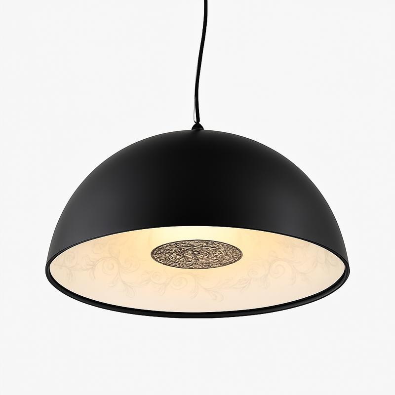 Suspension design demi sphère avec gravure fleurie intérieur