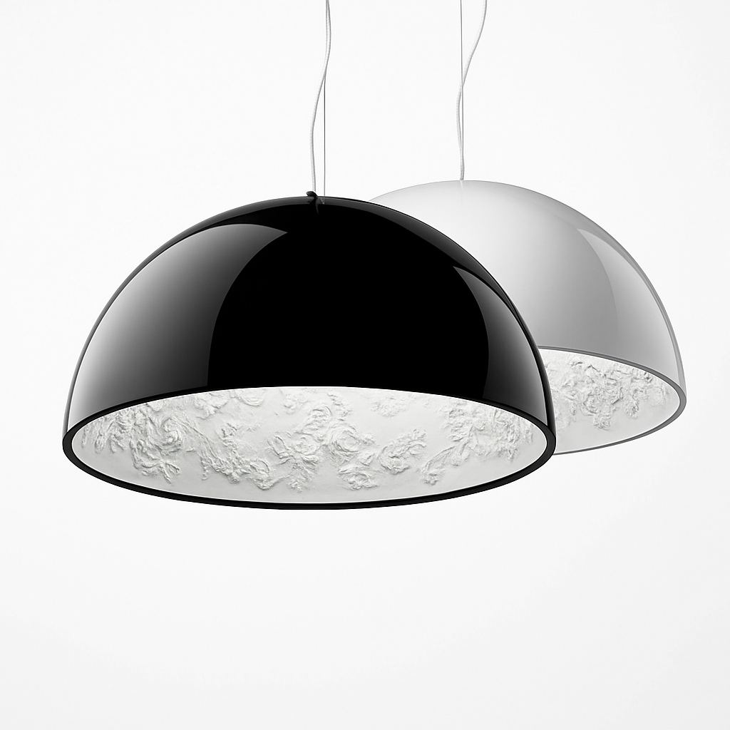 Suspension design demi sphère avec gravure fleurie intérieur - vue 3 sur 7