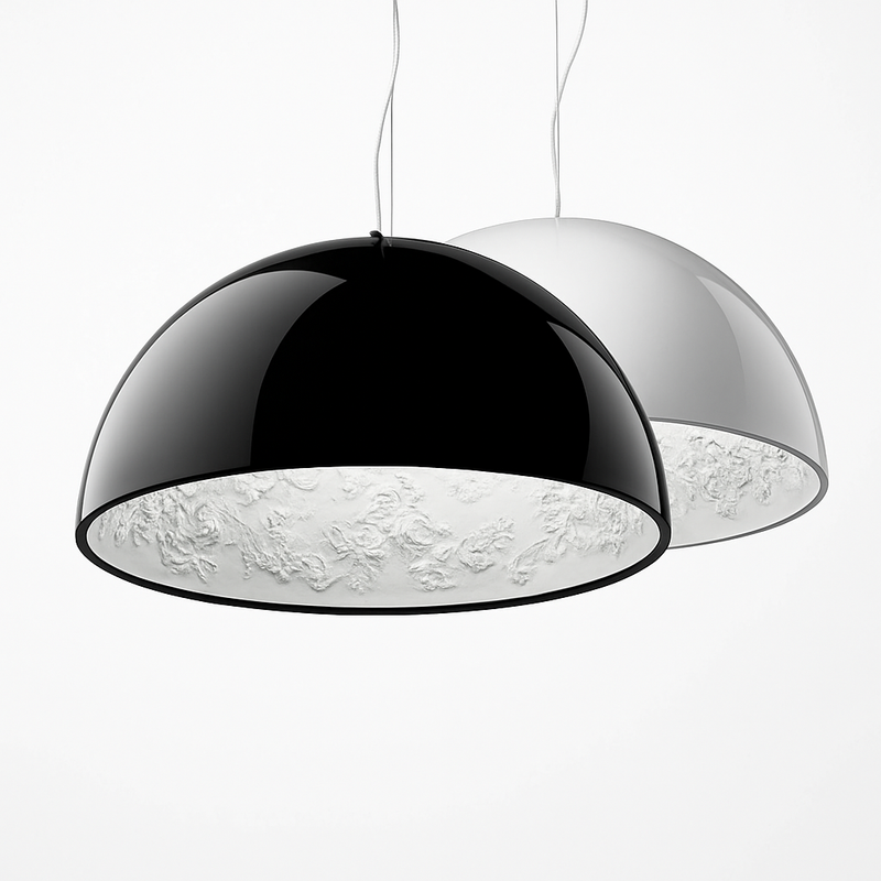 Suspension design demi sphère avec gravure fleurie intérieur