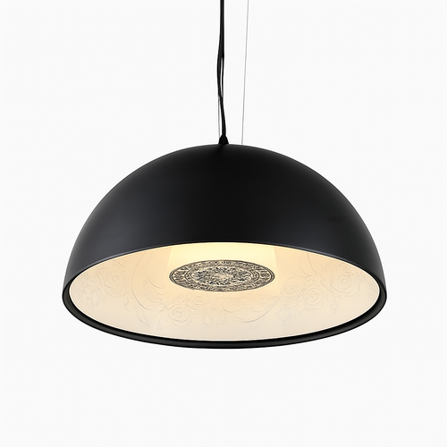 Suspension design demi sphère avec gravure fleurie intérieur