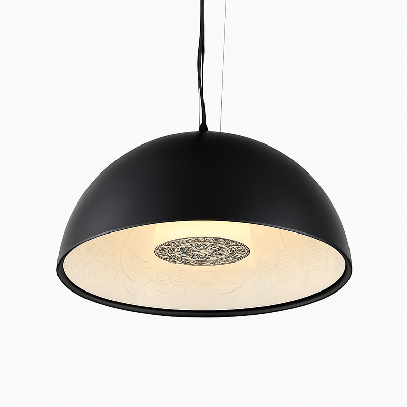 Suspension design demi sphère avec gravure fleurie intérieur