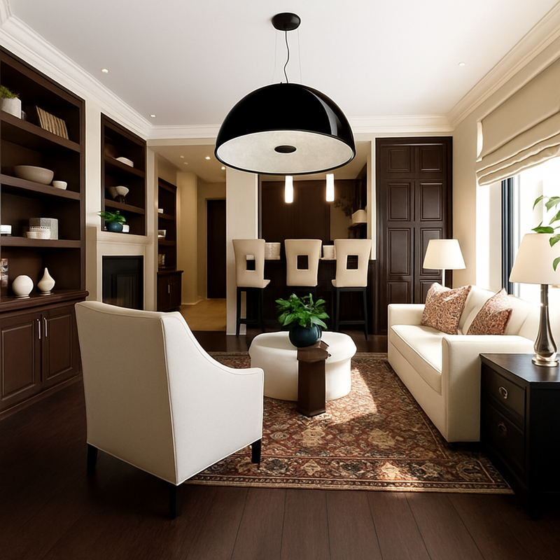 Suspension design demi sphère avec gravure fleurie intérieur