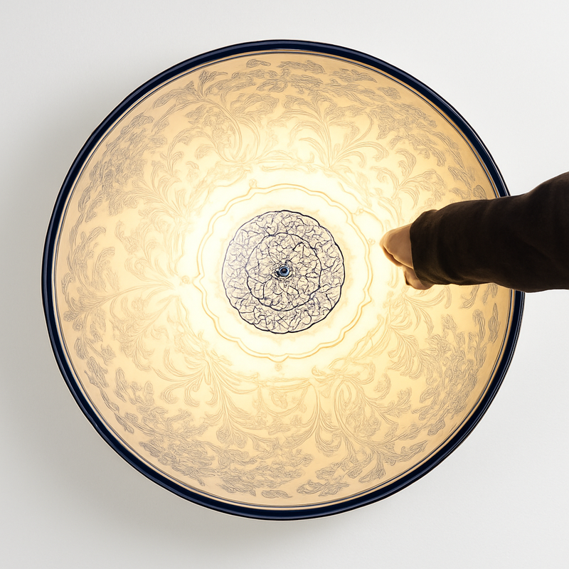 Suspension design demi sphère avec gravure fleurie intérieur