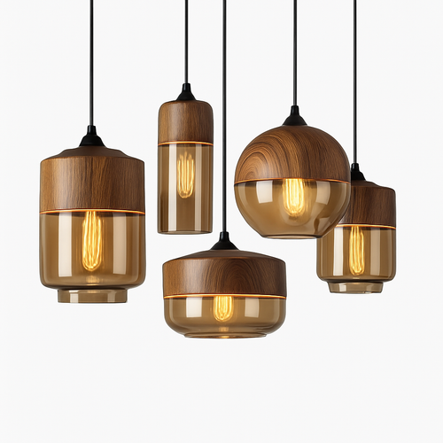 Suspension design en bois et verre Loft Retro
