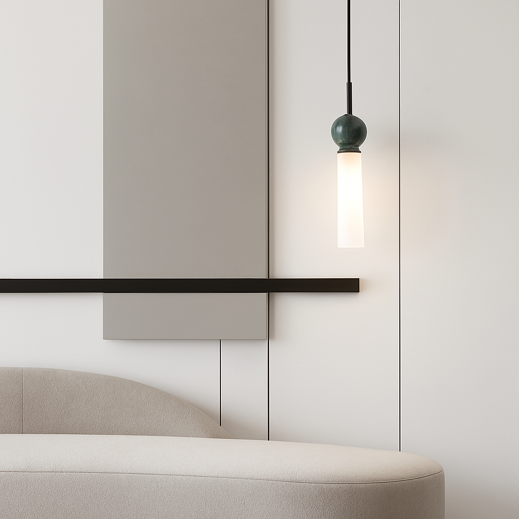 Suspension design en marbre naturel et cuivre cordon réglable