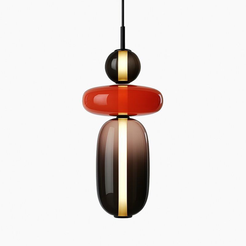 Suspension design en verre style pierres semi-précieuses Nemy