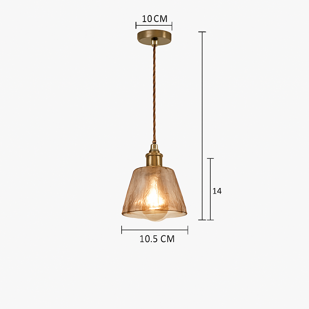 Suspension design à LED avec abat-jour en verre ambré Rétro - vue 12 sur 15