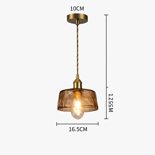 Suspension design à LED avec abat-jour en verre ambré Rétro