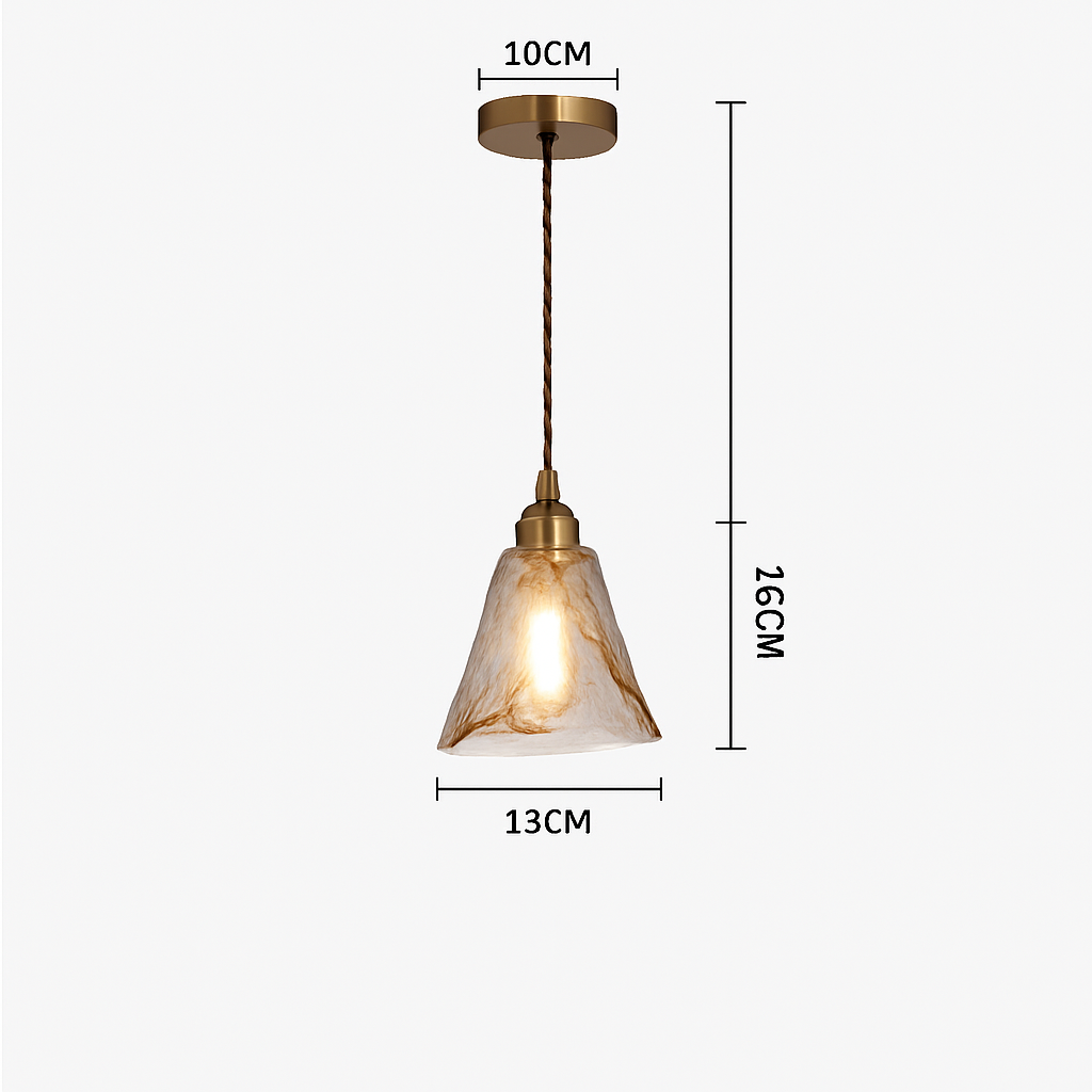 Suspension design à LED avec abat-jour en verre ambré Rétro - vue 14 sur 15