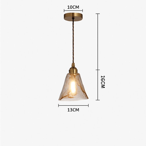 Suspension design à LED avec abat-jour en verre ambré Rétro