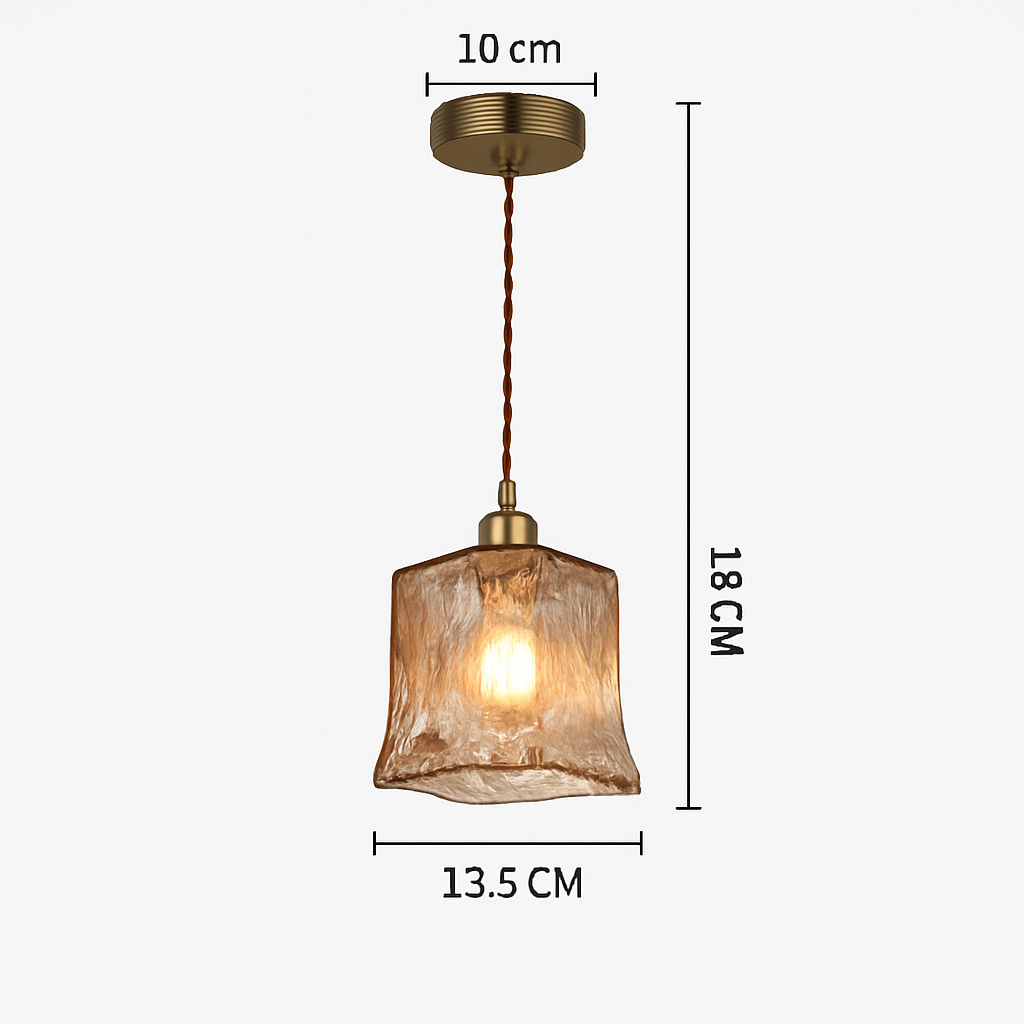 Suspension design à LED avec abat-jour en verre ambré Rétro - vue 15 sur 15