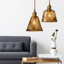 Suspension design à LED avec abat-jour en verre ambré Rétro