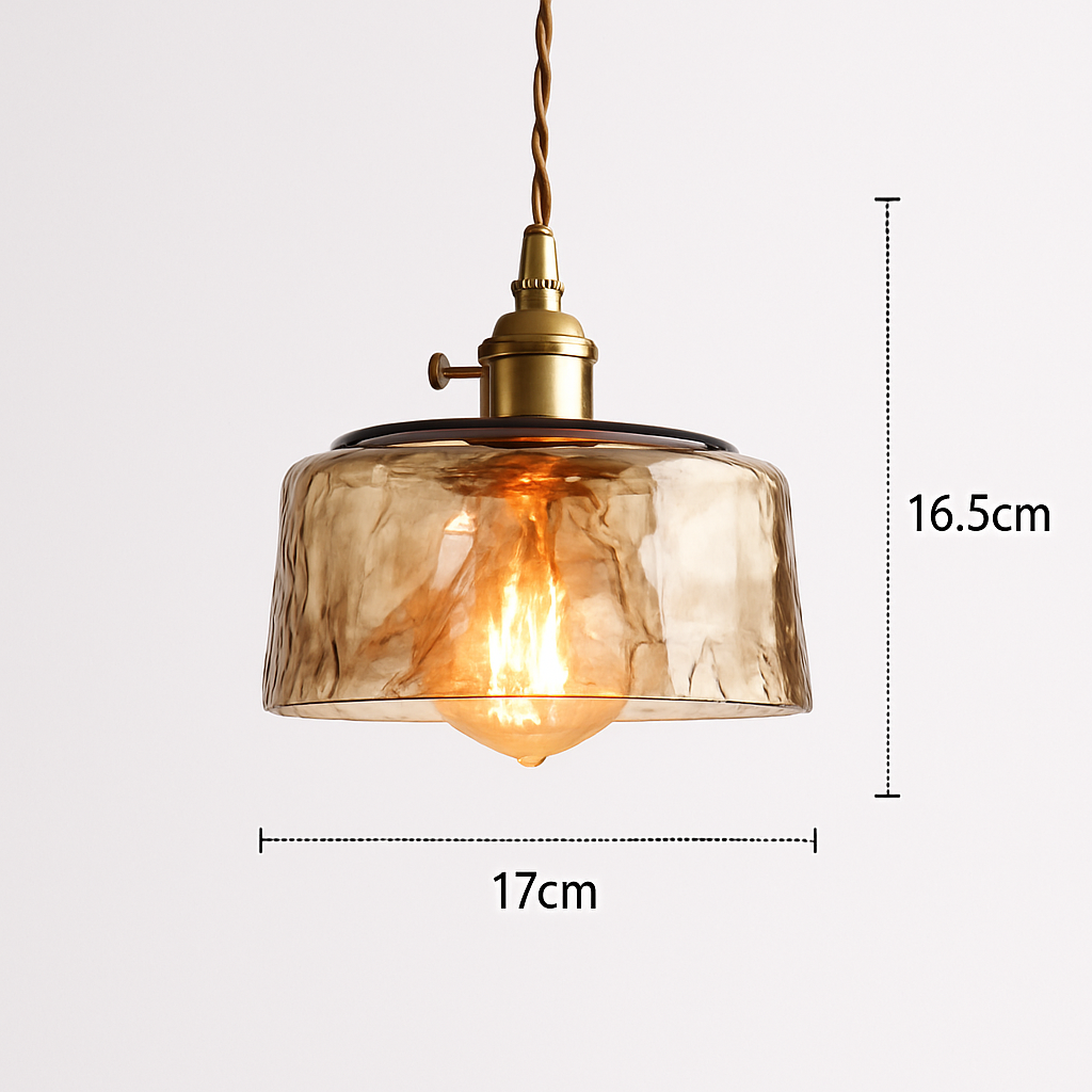 Suspension design à LED avec abat-jour en verre ambré Rétro - vue 10 sur 15