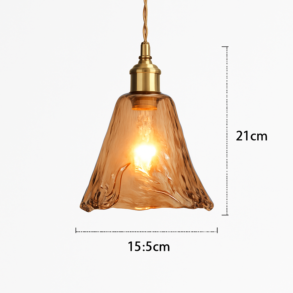 Suspension design à LED avec abat-jour en verre ambré Rétro - vue 11 sur 15