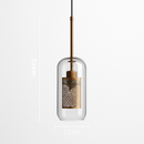 Suspension design LED avec abat-jour industriel et boule en verre Loft