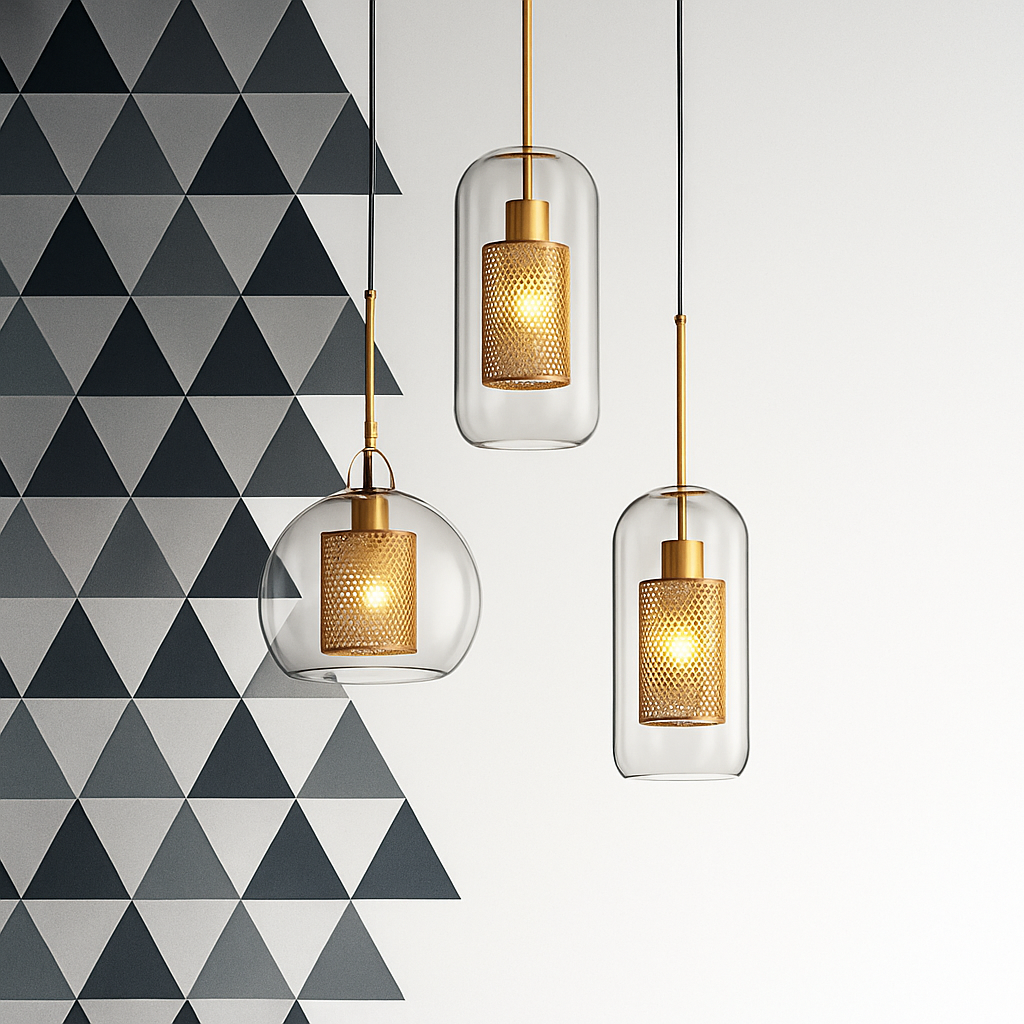 Suspension design LED avec abat-jour industriel et boule en verre Loft - vue 5 sur 19