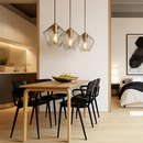 Suspension design à LED en métal et verre de plusieurs formes