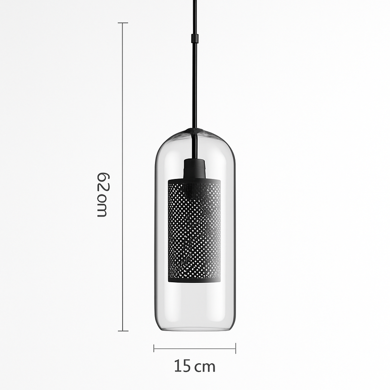 Suspension design LED en verre avec lampe doré