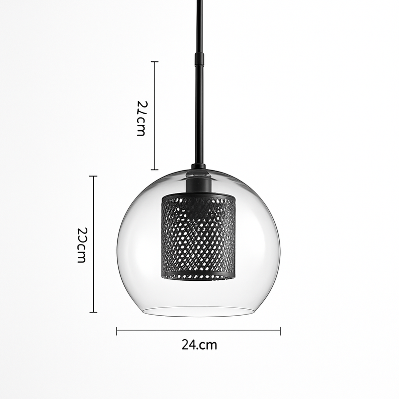 Suspension design LED en verre avec lampe doré