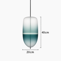 Suspension design LED en verre bleu de plusieurs formes