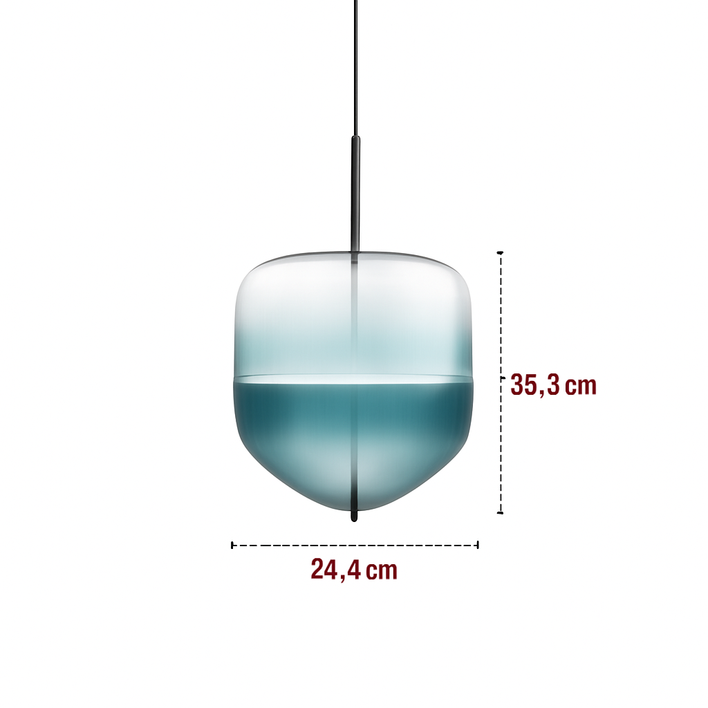 Suspension design LED en verre bleu de plusieurs formes - vue 7 sur 15