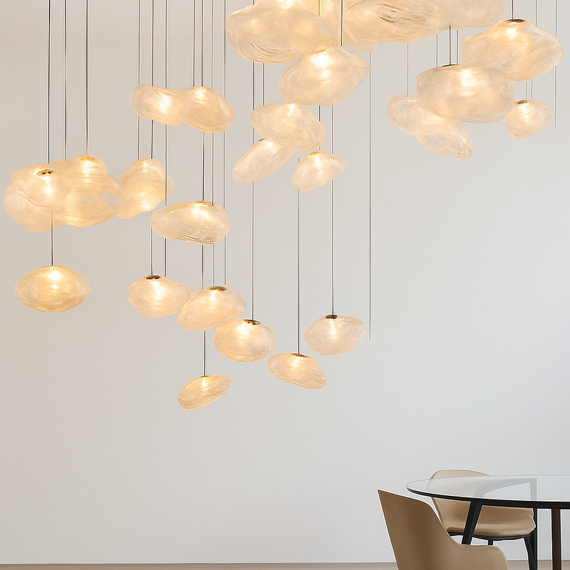 Suspension design à LED en verre soufflé style hang