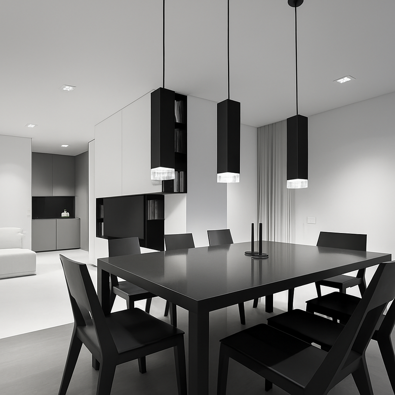 Suspension design LED rectangulaire (noir ou blanc)